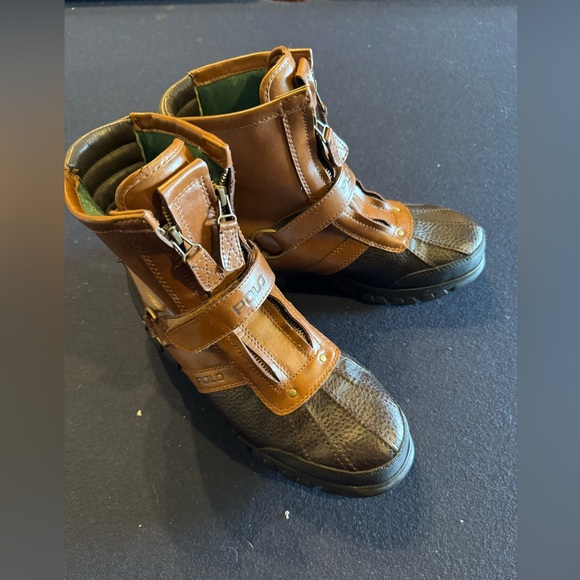 Polo by Ralph Lauren Conquest Hi 11 Brown and Black Men's Duck Boots sized 10